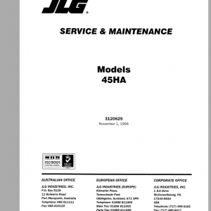 JLG Boom Lift 45HA Operation Service Parts Manuals 1