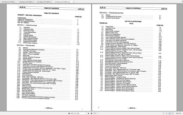 JLG Boom Lift 45HA Operation Service Parts Manuals 2