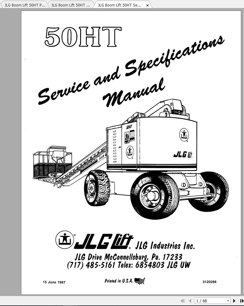 JLG Boom Lift 50HT Operation Service Parts Manuals 1