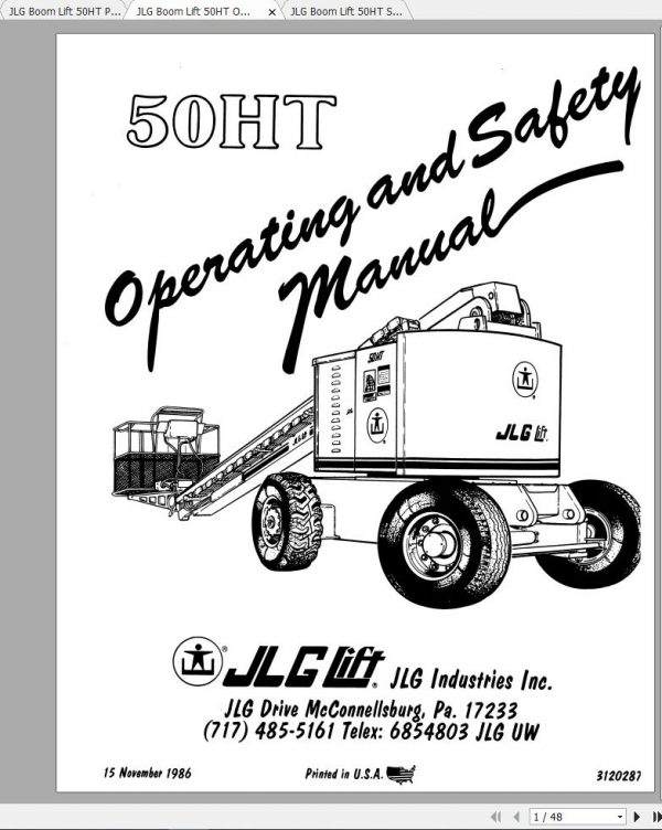 JLG Boom Lift 50HT Operation Service Parts Manuals 2