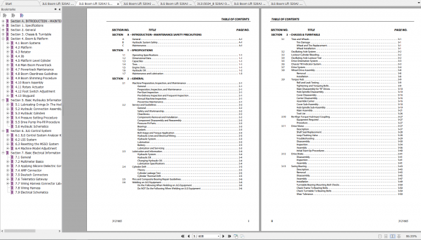 JLG Boom Lift 520AJ Operation Service Parts Manuals 2