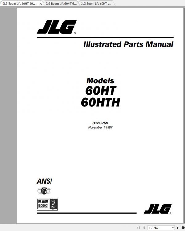 JLG Boom Lift 60HT 60HTH Operation Service Parts Manuals 2