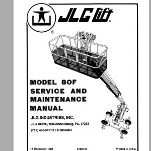 JLG Boom Lift 80F Operation Service Parts Manuals 1
