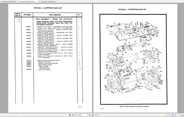 JLG Boom Lift 80F Operation Service Parts Manuals 3