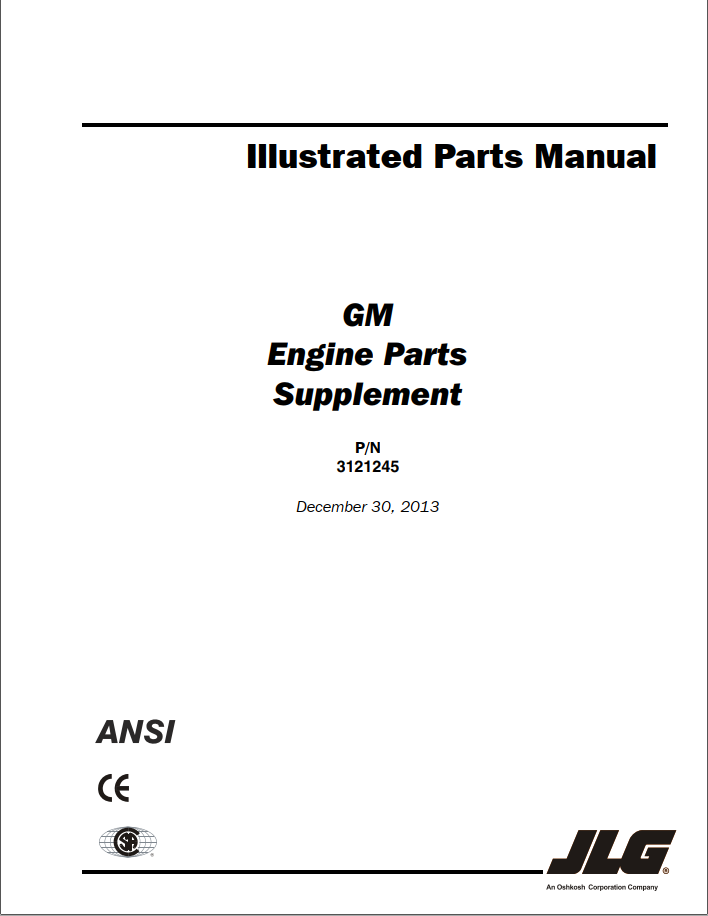 JLG Boom Lift GM Engine Parts Manual3121245 1