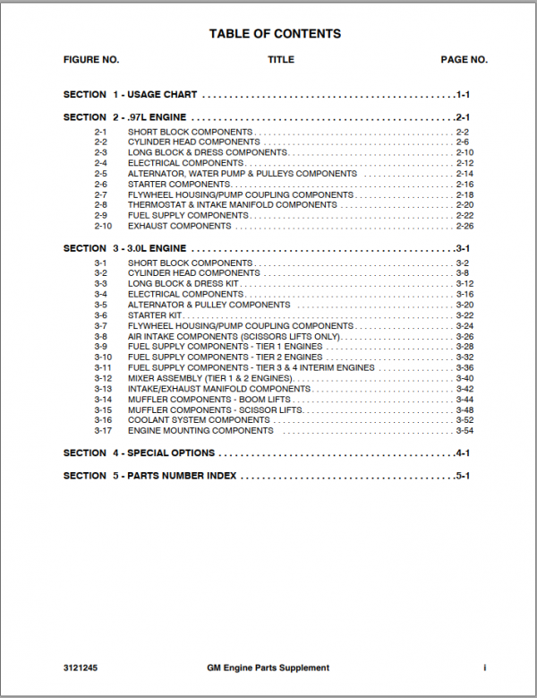JLG Boom Lift GM Engine Parts Manual3121245 2