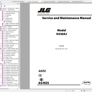 JLG Boom Lift H340AJ Operation Service Parts Manuals 1