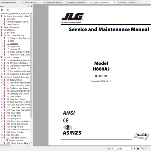 JLG Boom Lift H800AJ Operation Service Parts Manuals 1