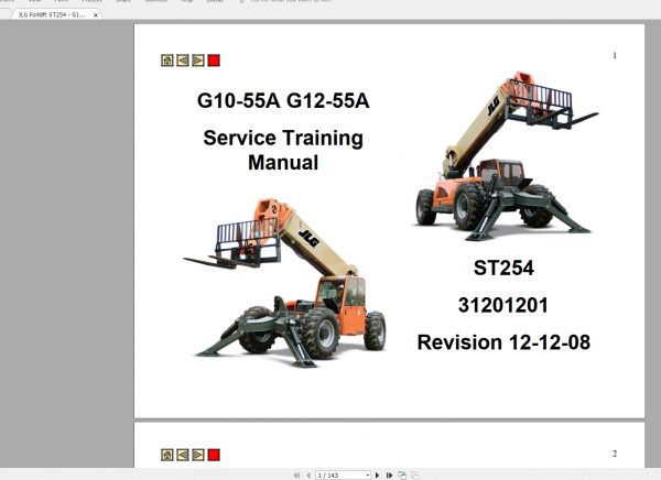 JLG Forklift ST254   G10G12 55A 121208 Service Training Manual 1