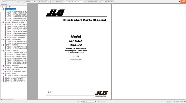 JLG Liftlux 153 22 Operators Service Parts Manuals 3