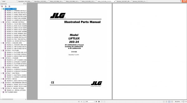 JLG Liftlux 203 24 Operators Service Parts Manuals 2