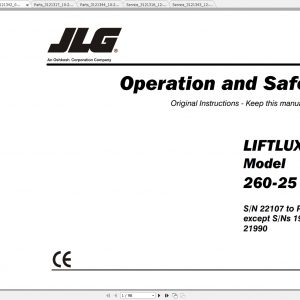 JLG Liftlux 260 25 Operators Service Parts Manuals 1