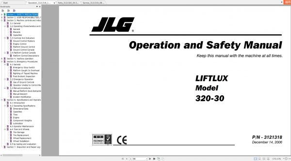 JLG Liftlux 320 30 Operators Service Parts Manuals 1