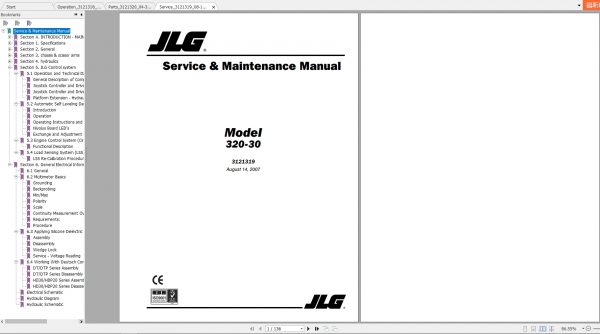 JLG Liftlux 320 30 Operators Service Parts Manuals 2