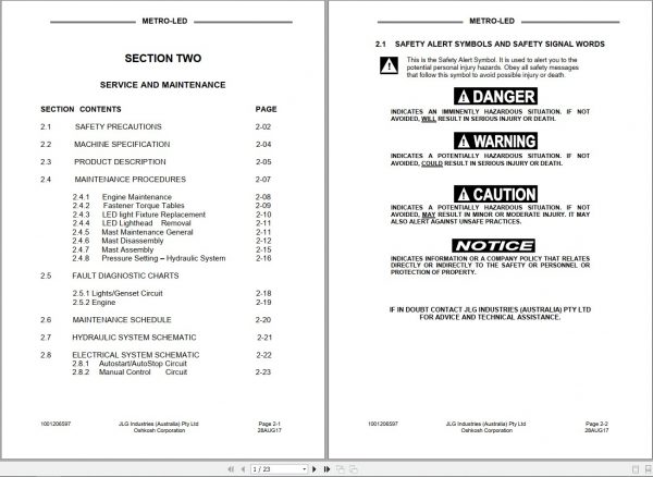 JLG Light Towers Metro LED Operation Service Parts Manuals1001206597 2dLqop