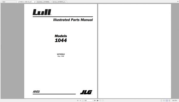 JLG Lull TeleHandler 1044 Operators Service Parts Manual 2
