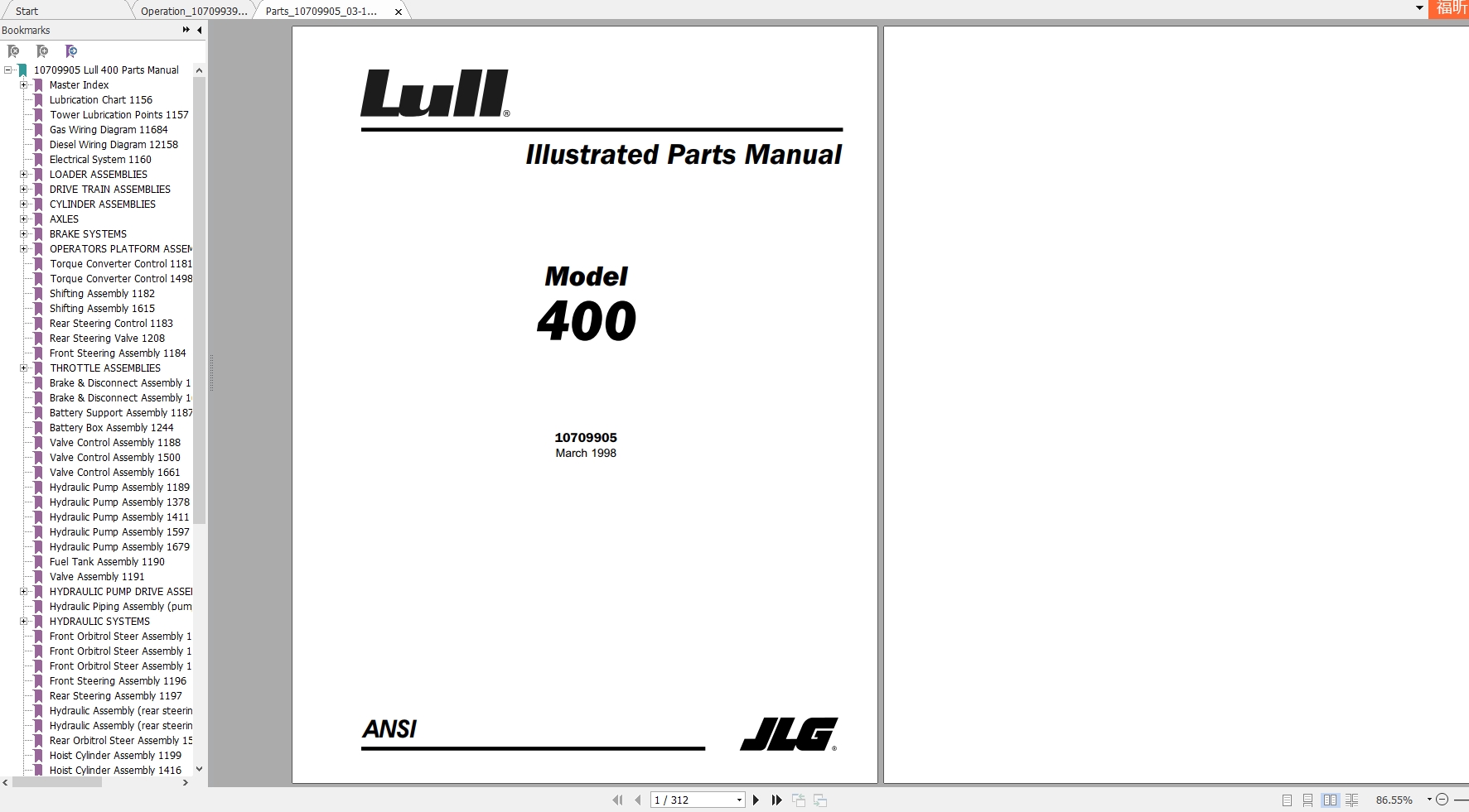 JLG Lull TeleHandler 400 Operators Parts Manual 1