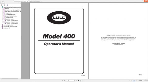 JLG Lull TeleHandler 400 Operators Parts Manual 2