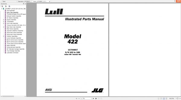 JLG Lull TeleHandler 422 Operators Parts Manual 1