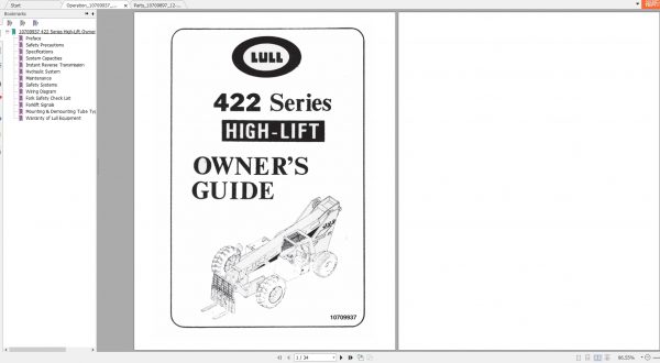JLG Lull TeleHandler 422 Operators Parts Manual 2