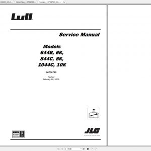 JLG Lull TeleHandler 644B 6K 844C 8K 1044C 10K Operators Service Parts Manual 1