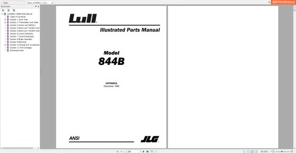 JLG Lull TeleHandler 844B Illustrated Parts Manual10709911 1