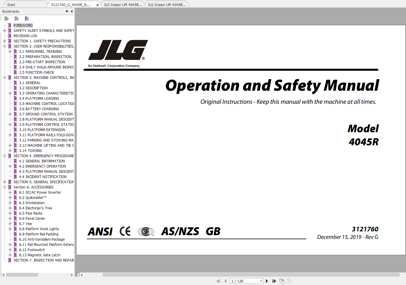 JLG Scissor Lift 4045R Operation Service Parts Manuals 1