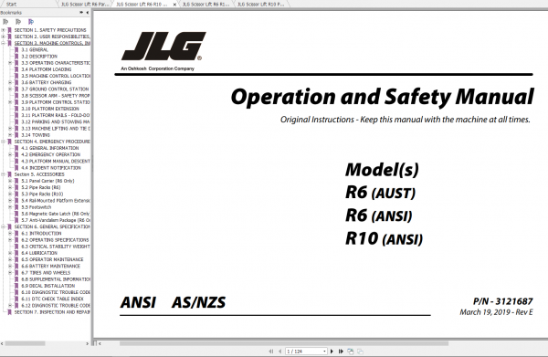 JLG Scissor Lift R6 R10 Operation Service Parts Manuals 1