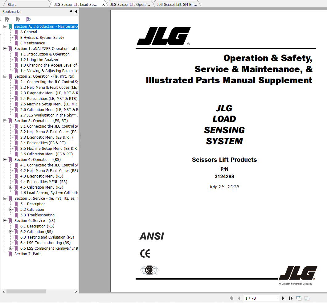 JLG Scissor Lift Supplement Operation Service Parts Manuals 1