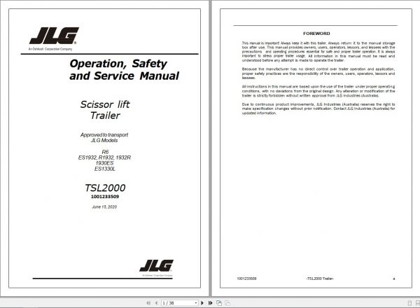 JLG Scissor Lift Supplement Operation Service Parts Manuals 3 1