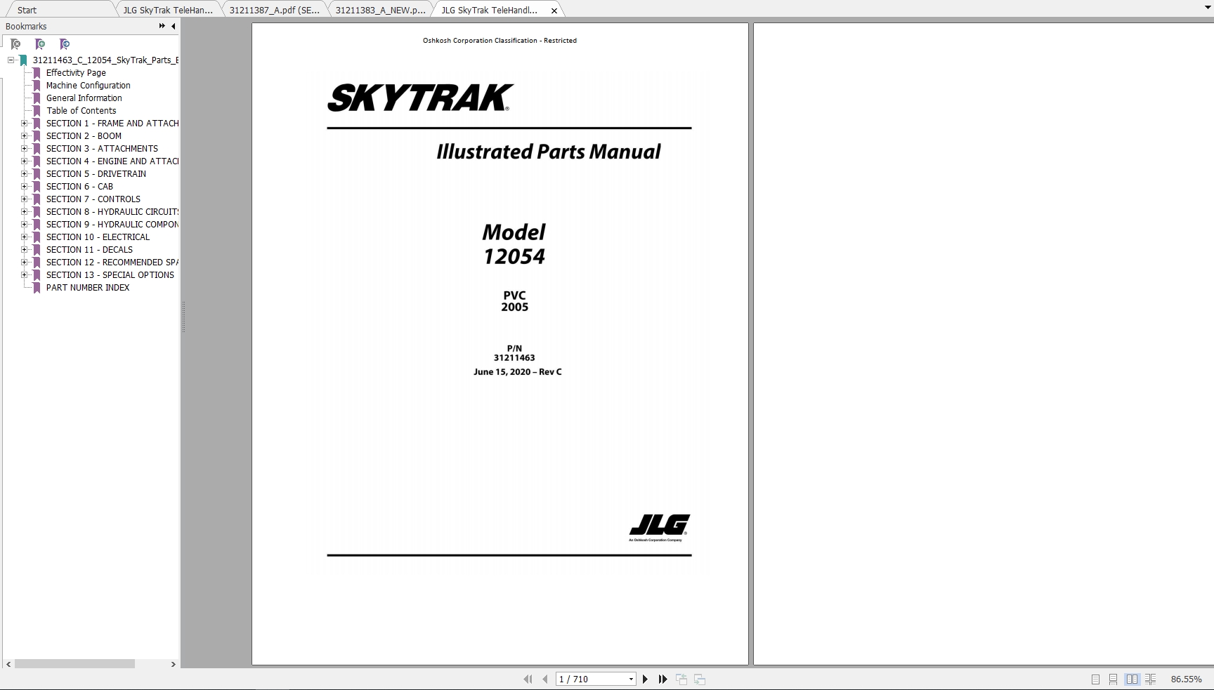 JLG SkyTrak TeleHandler 12054 Operation Service Parts Manuals 1