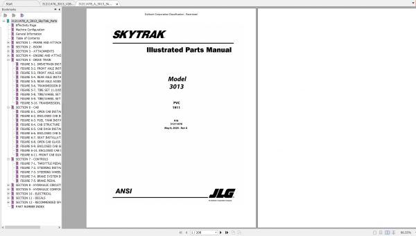 JLG SkyTrak TeleHandler 3013 Operators Parts Manuals 2