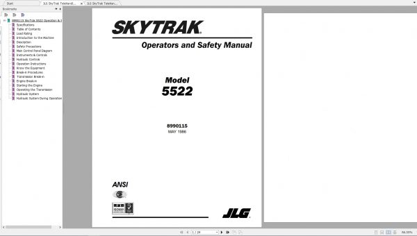 JLG SkyTrak TeleHandler 5522 Operators Safety Manual 2