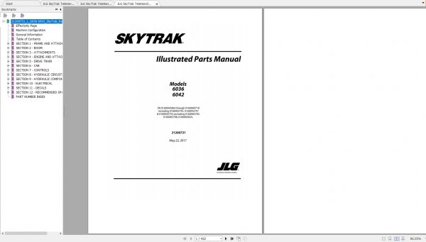 JLG SkyTrak TeleHandler 6042 Operation Service Parts Manuals 3