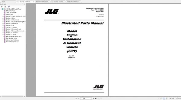 JLG SkyTrak TeleHandler EIRV Operation Service Parts Manuals 1