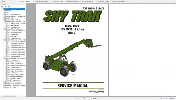 JLG SkyTrak TeleHandler MMV Operation Service Parts Manuals 2