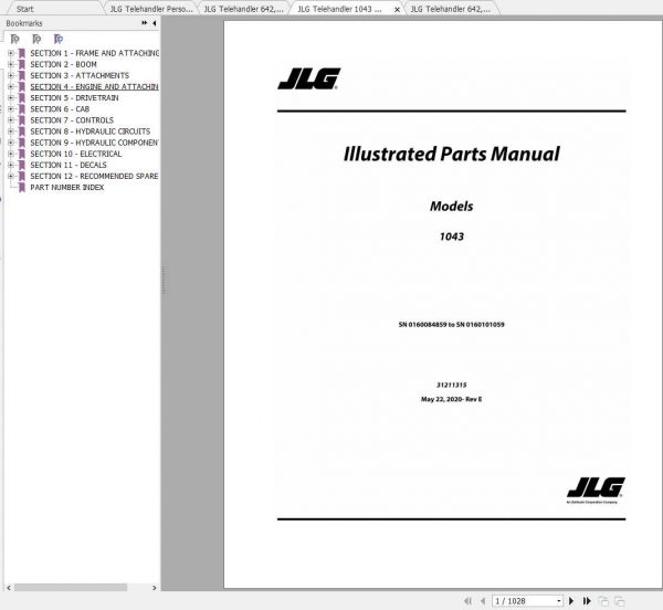 JLG Telehandler 1043 Operation Service Parts Manuals 1