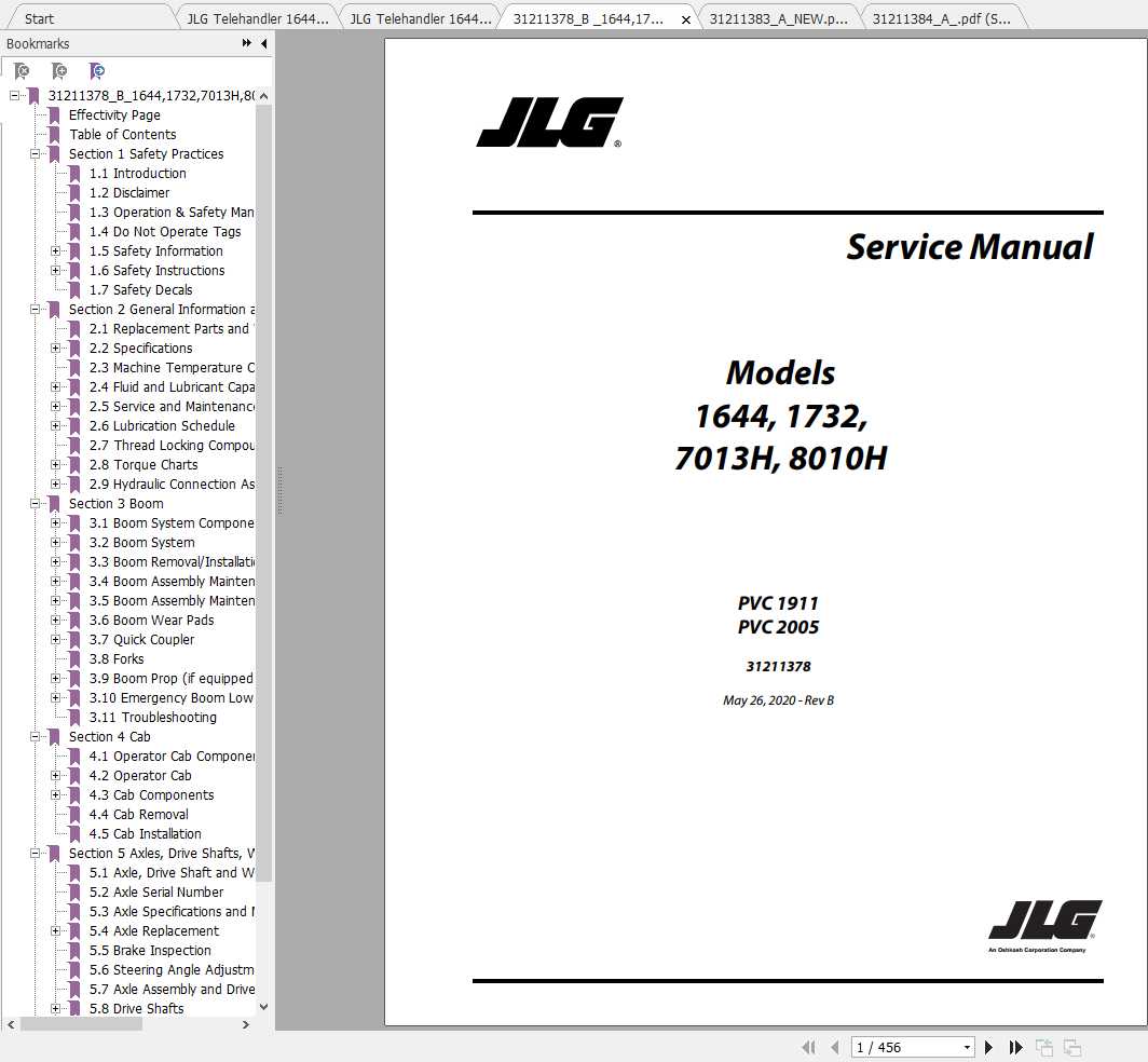 JLG Telehandler 1644 PVC 19112005 Operation Service Parts Manuals 1