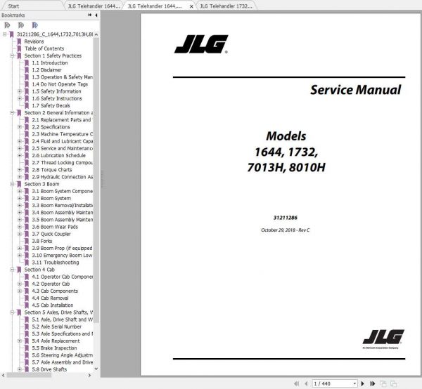 JLG Telehandler 1732 Operation Service Parts Manuals 1