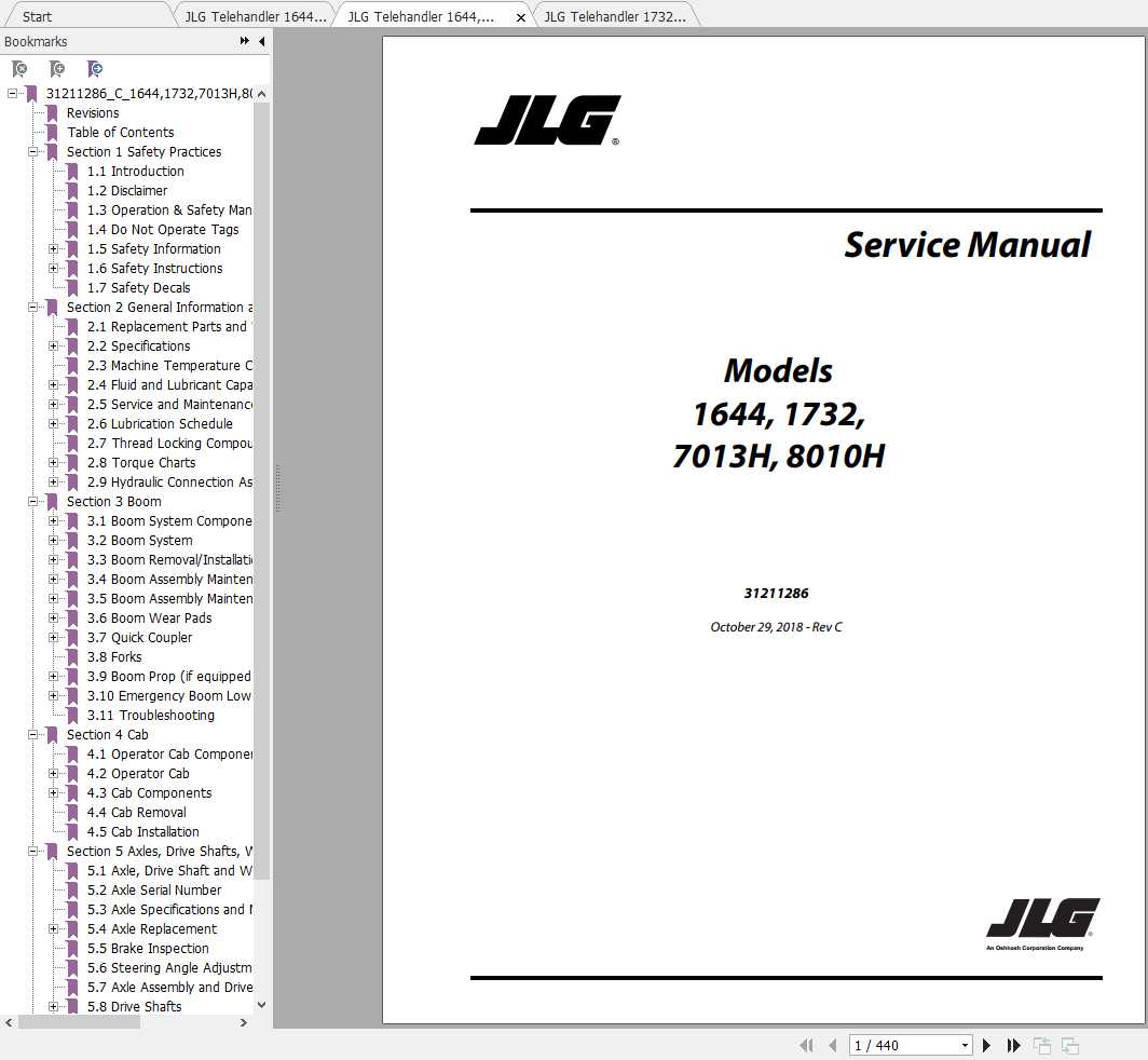 JLG Telehandler 1732 Operation Service Parts Manuals 1