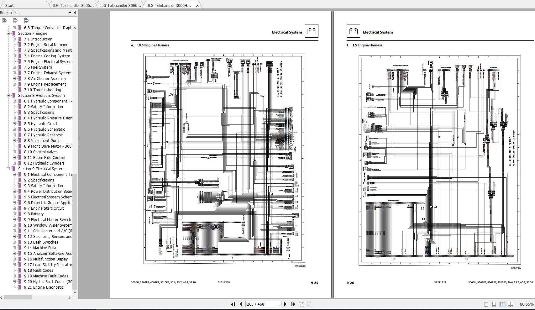 JLG Telehandler 3006H Operation, Service & Parts Manuals