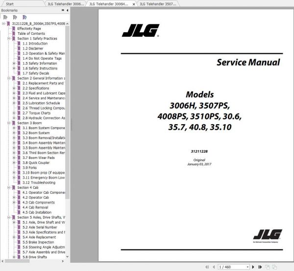JLG Telehandler 3507 4013 Operation Service Parts Manuals 1 1