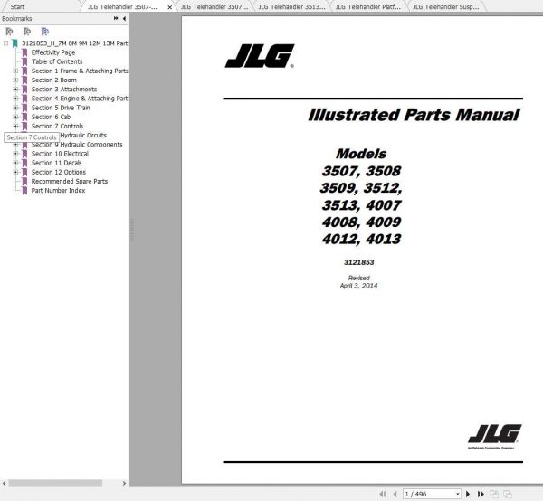 JLG Telehandler 3507 4013 Operation Service Parts Manuals 2