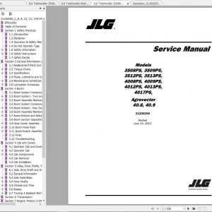 JLG Telehandler 3508PS 4017PS Operation Service Parts Manuals 1