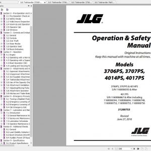 JLG Telehandler 3706PS3707PS4014PS4017PS Operation Service Parts Manuals 1