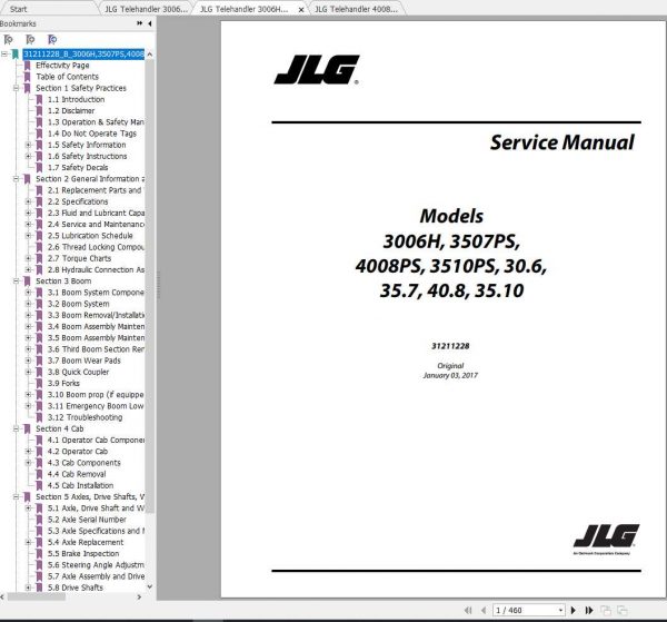 JLG Telehandler 4008PS Operation Service Parts Manuals 1