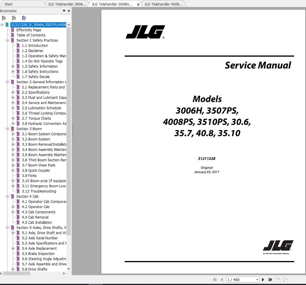 JLG Telehandler 4008PS Operation Service Parts Manuals 1