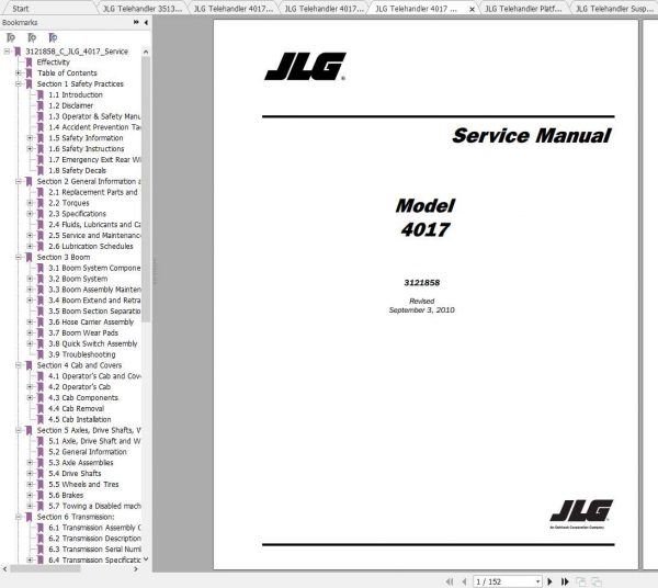 JLG Telehandler 4017 Operation Service Parts Manuals 1