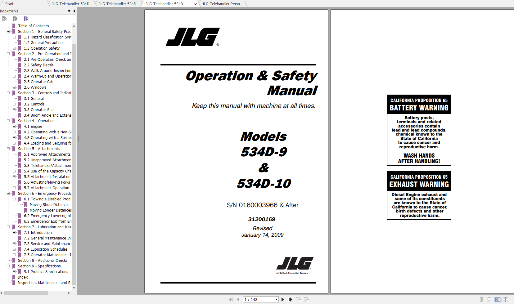 JLG Telehandler 534D 9 534D 10 Operation Service Parts Manuals 1