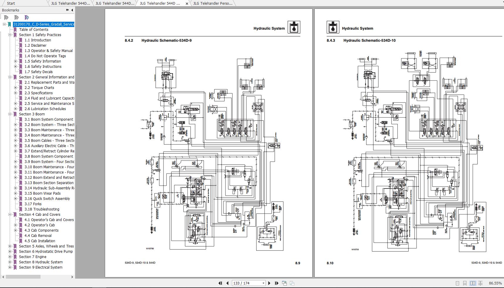 JLG Telehandler 544D Operation, Service & Parts Manuals